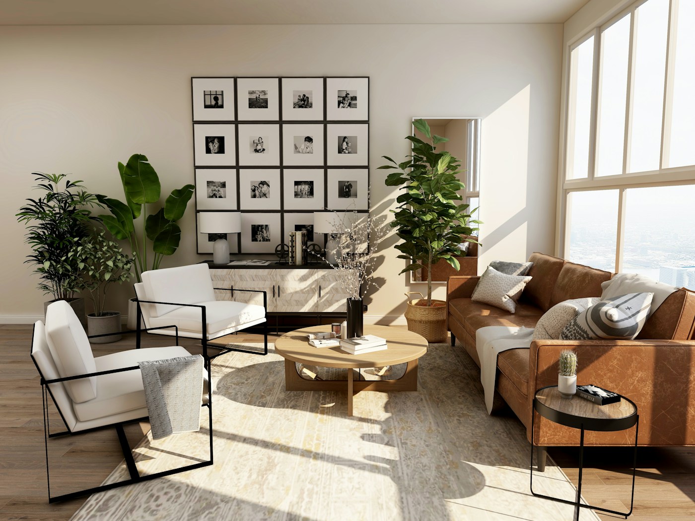A calm home interior with natural light